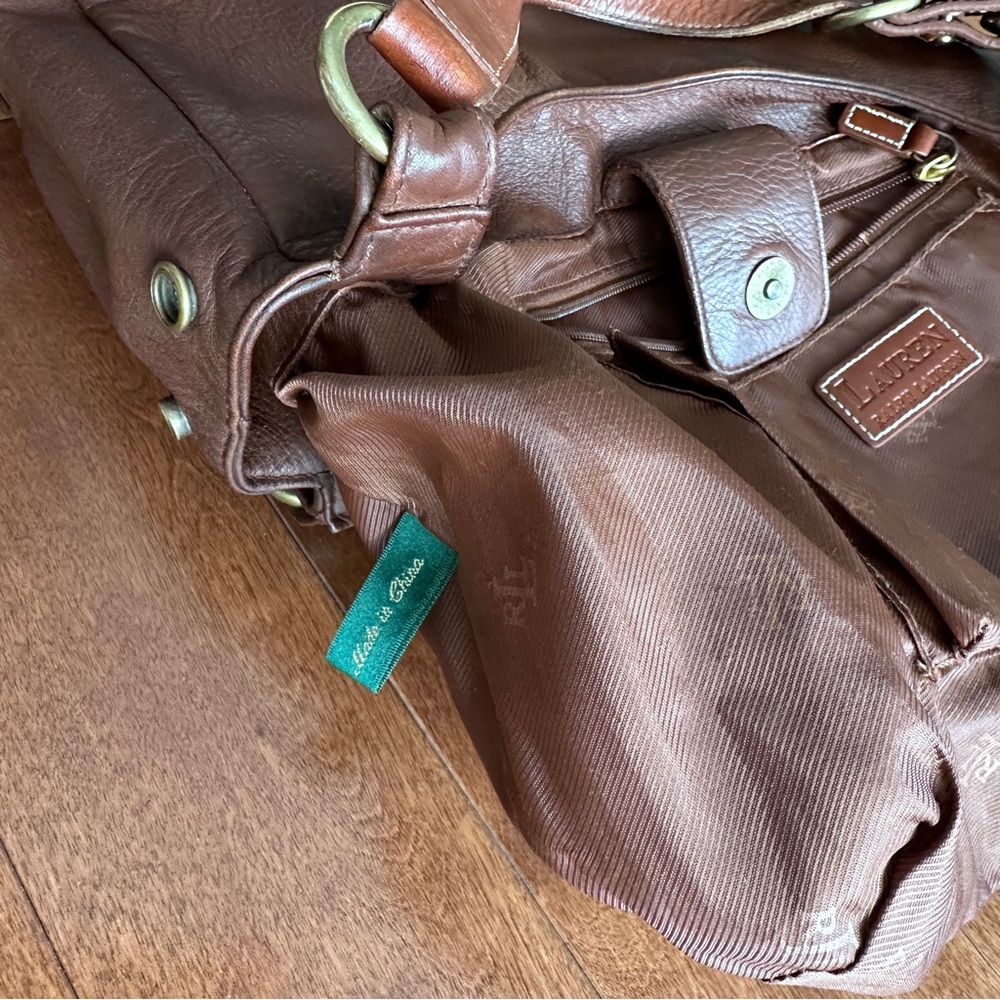 Vintage Lauren Ralph Lauren Dark Brown Leather Shoulder Bag - Picture 10 of 16